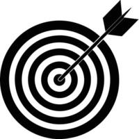 Arrow hitting target bullseye success and accuracy minimalist black and white design vector