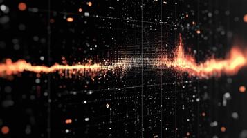 A dynamic display illustrates sound waves through vibrant graphics, highlighting the control and visualization of audio data. The design captures the interaction of sound and technology in real time. photo