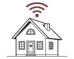 illustration of a house with wifi symbol representing home network connectivity vector