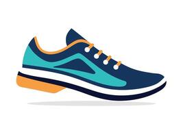 illustration of a modern running shoe in blue and turquoise color scheme on white background vector