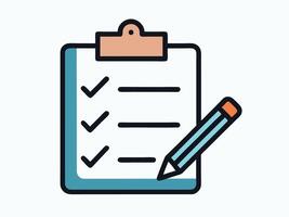Simple illustration of a checklist with checkmarks and a pencil for planning and organization vector