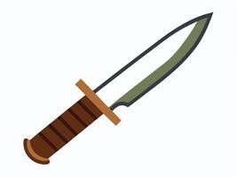 illustration of a combat knife with a brown handle and a sharp silver blade vector
