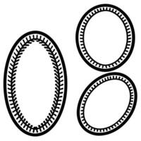 Baseball stitching frame borders oval and circular design element isolated on white vector