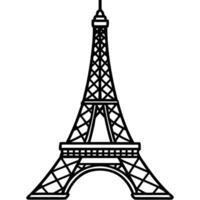 Simple eiffel tower outline black and white illustration design graphic vector