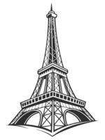 Eiffel tower black and white silhouette landmark of france parisian architecture vector