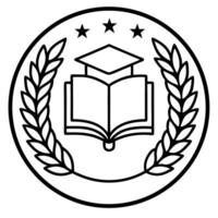 Simple and elegant illustration of an educational emblem with a graduation cap and open book. vector