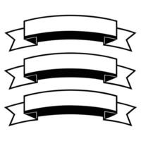 Three black and white decorative ribbons for text overlays design elements vector