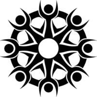 Black and white stylized decorative circular design with geometric shape and abstract artistic pattern vector