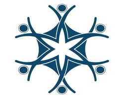 Abstract symbol of community cooperation and collaboration featuring people shapes and star geometry vector