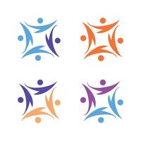 Colorful abstract illustration of interconnected people forming a team or community network vector