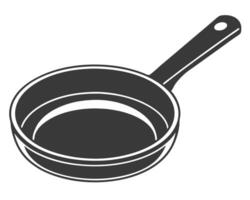 Simple illustration of a dark gray frying pan with a long handle for culinary purposes. vector