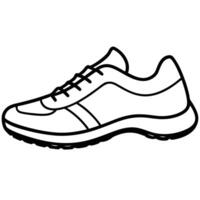 Simple line art illustration of a running shoe isolated on a white background ready for exercise. vector