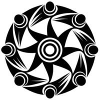 Intricate circular black and white abstract design suitable for decorative patterns or digital art vector