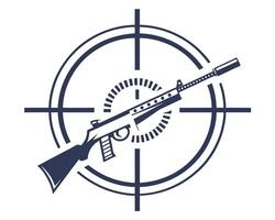 illustration of a rifle centered in a target symbolizing accuracy and precision vector