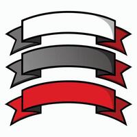 Set of three stylized ribbons in white gray and red colors vector