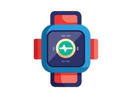 Smartwatch illustration featuring heart rate monitoring symbol in a simple flat design style. vector