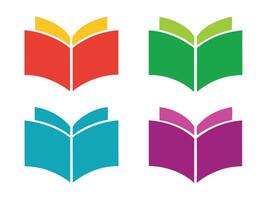 Colorful set of open book icons in various vibrant shades representing knowledge and education vector