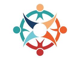 Colorful abstract illustration of a team united in a circle representing community and support vector