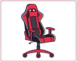 illustration of a modern red and black gaming chair isolated on white background vector