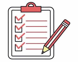 A checklist with completed items and a pencil illustrating tasks successfully finished vector