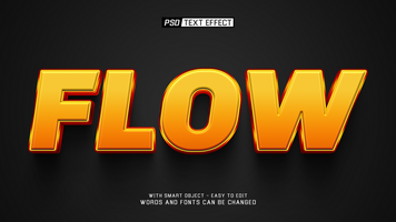 flow 3d editable text effect style psd