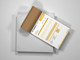 Top View Open Invoice Book Mockup on white cube. psd