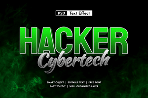 HACKER Cybertech 3D Text Effect - Futuristic Digital Design psd