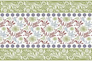 floral line pattern with border, ornamental border outline design, single line cotton flower sketch, minimalism nature texture style, fashion print for textile and fabric vector