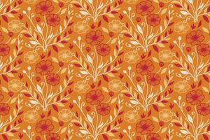 sketch floral line pattern with single line roses hand drawn cotton flower repetition and continuous outlines for fabric print and pillows vector