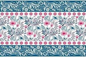 abstract textile rose pattern, floral sketch with cotton flower, border motif embroidery style, fashion fabric texture print, wrapping drawing vector