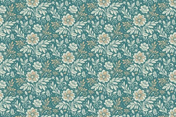 pattern with abstract hand drawn cotton flower illustrations rose line drawings and repetition for fashion textiles and wall surfaces