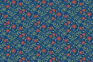 modern floral line drawing pattern with rose and cotton flower repetition in abstract layout for fashion textile and wrapping paper vector