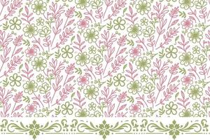 floral line art pattern print, cotton flower sketch with border, abstract motif textile design, rose wrapping texture idea, modern fashion fabric vector