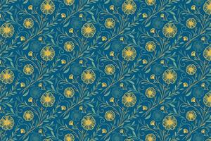textile pattern with cotton and rose sketch motifs outlined in one line style for fashion wrapping and home accessories vector