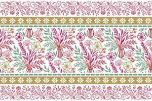 floral motif drawing pattern, cotton border embroidery sketch, outline rose texture print, textile fabric design idea, modern wrapping style vector