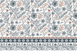 floral pattern border idea, single line rose outline, trendy cotton flower drawing, sketch print for textile, wrapping and fashion texture vector