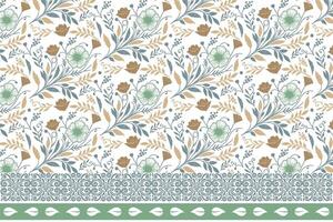 flower line pattern with border, minimalism sketch style, trendy fashion textile print, leaf texture background design, repeat cotton flower vector