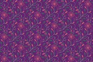 one line rose floral pattern with hand drawn cotton blooms and continuous leaf repetition for fabric textile and wallpaper printing vector