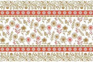 one line cotton floral pattern, rose sketch with border motif, textile texture drawing idea, abstract fashion print design, wrapping paper outline vector