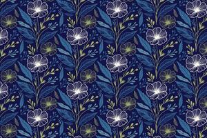 cotton and rose inspired floral pattern with line drawn texture and repetition for wrapping fashion textile and home fabric print vector