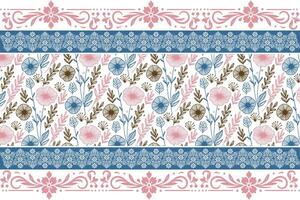 fashion inspired border pattern, cotton flower embroidery sketch, abstract textile motif design, outline rose texture drawing, wrapping print idea vector