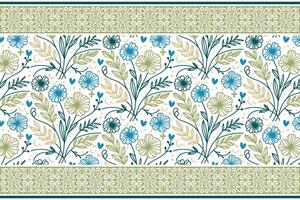 border sketch pattern for textile, cotton flower rose motif, outline one line drawing print, fabric texture design idea, fashion wrapping art vector
