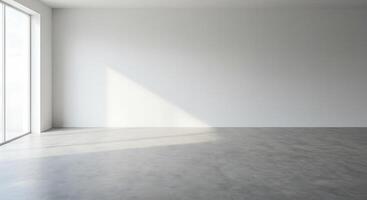 Empty room with concrete floor and large windows photo