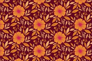 sketch pattern with single line rose and cotton bloom illustrations modern floral outlines and leaf elements for fabric and wrapping vector