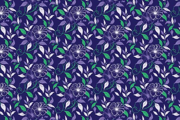 rose and cotton botanical design with sketch outlines and line art continuity for textile wrapping and home surface prints