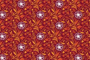 hand drawn pattern of rose outlines and cotton flower sketches in continuous line style for use in fabric wallpaper and pillowcases vector