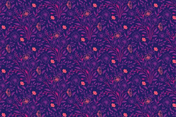 continuous one line floral sketch pattern with minimalist rose outlines and cotton motifs for fashion fabric and wrapping paper