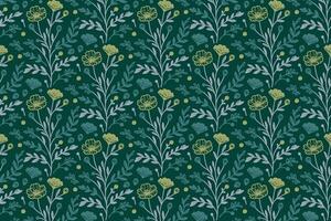 cotton and rose motif in floral line art style with repetition and texture for textile prints wrapping paper and pillowcases vector