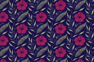 hand drawn floral pattern with one line rose outlines cotton flower sketches and abstract continuity for modern textile printing vector