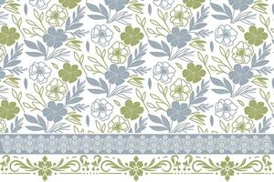 one line sketch pattern with border, floral cotton flower outline, rose texture fabric design, modern textile print for fashion, decorative drawing vector